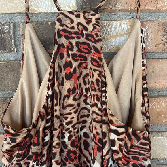 Nicole Miller Women’s Satin Spaghetti Strap Animal Print Maxi Size Medium - Picture 4 of 7